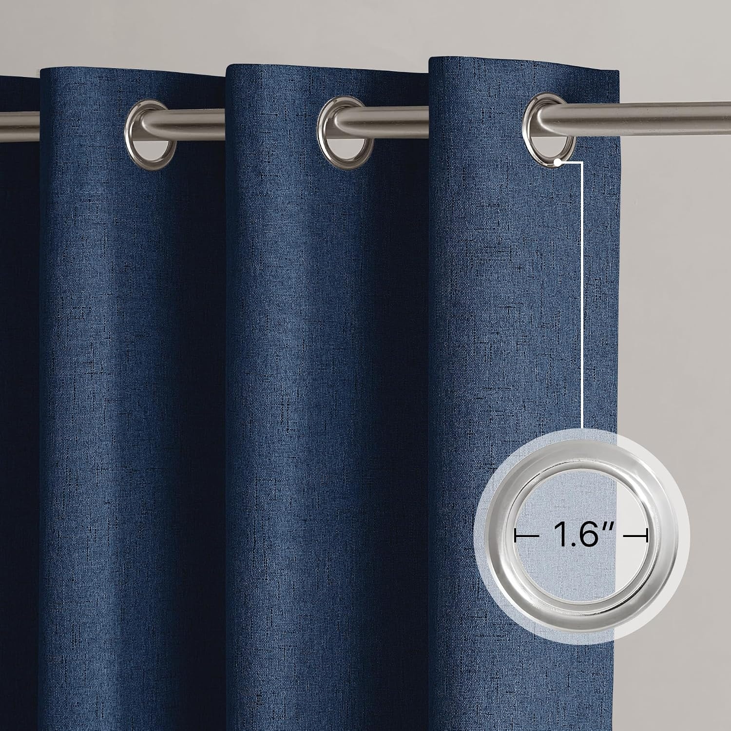image:imageNICETOWN Grey 100 Blackout Bedroom Curtains 72 inches Long x W52Navy Blue