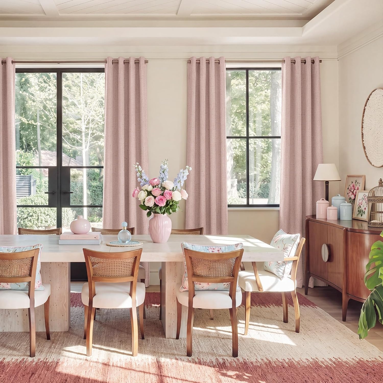 image:imageNICETOWN Grey 100 Blackout Bedroom Curtains 72 inches Long x W52Pink