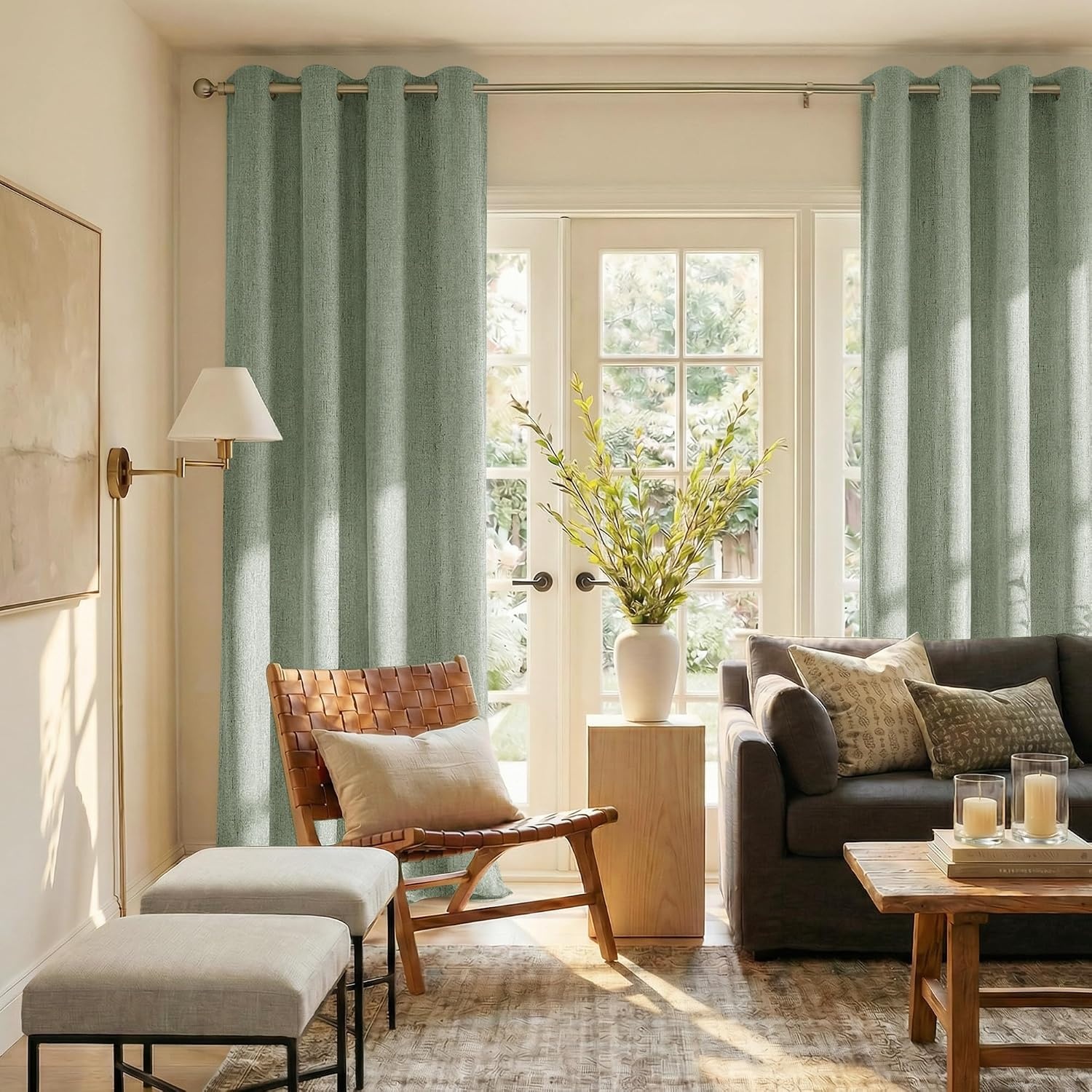 image:imageNICETOWN Grey 100 Blackout Bedroom Curtains 72 inches Long x W52Sage Green