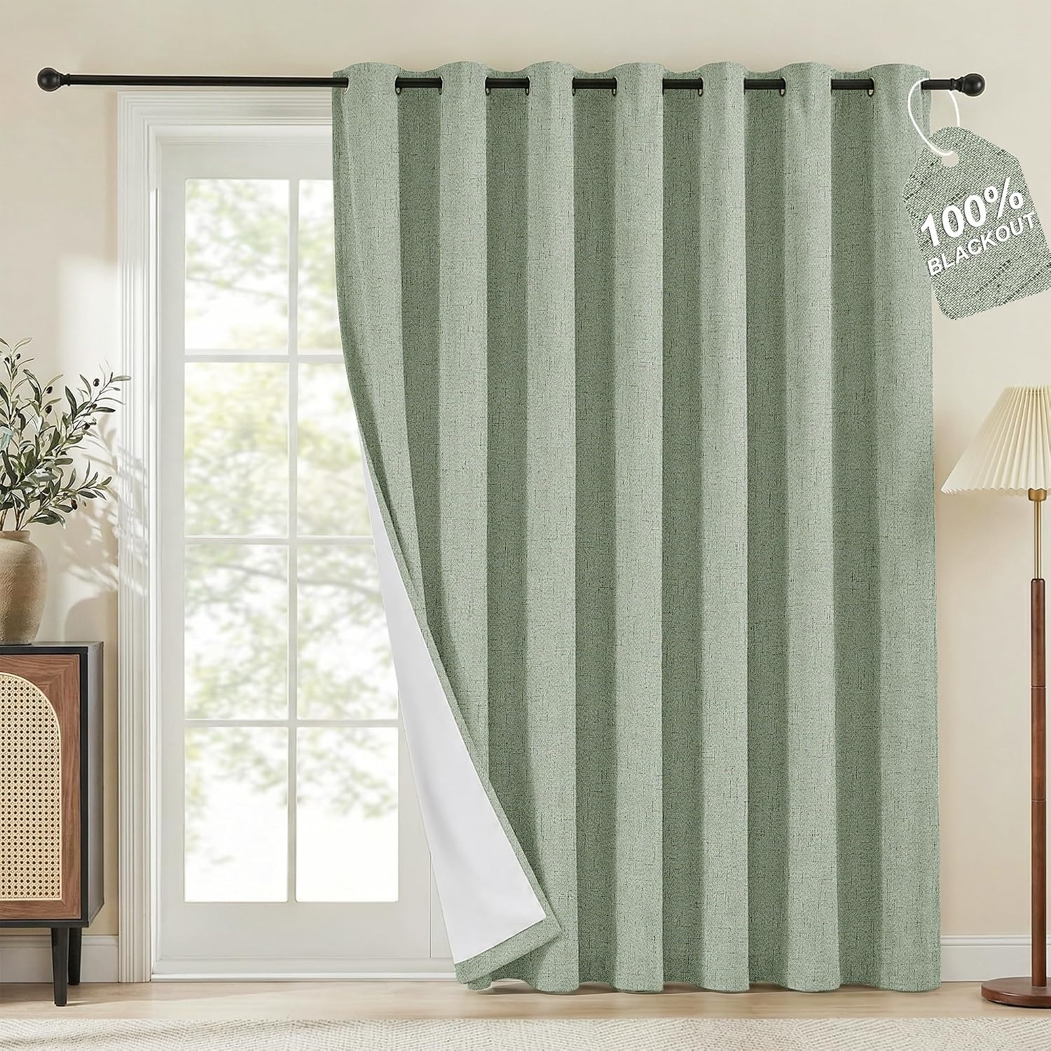 image:imageNICETOWN Grey 100 Blackout Bedroom Curtains 72 inches Long x W52Sage Green