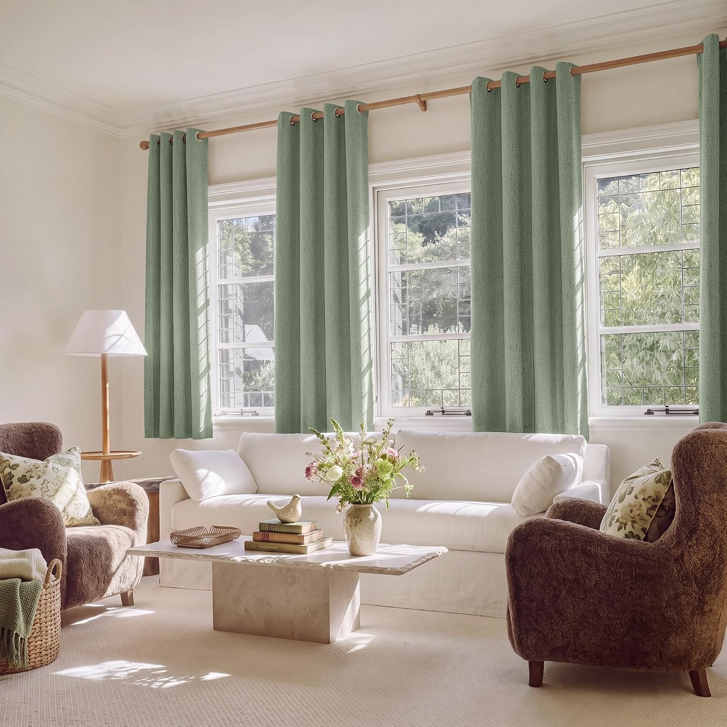 image:imageNICETOWN Grey 100 Blackout Bedroom Curtains 72 inches Long x W52Sage Green