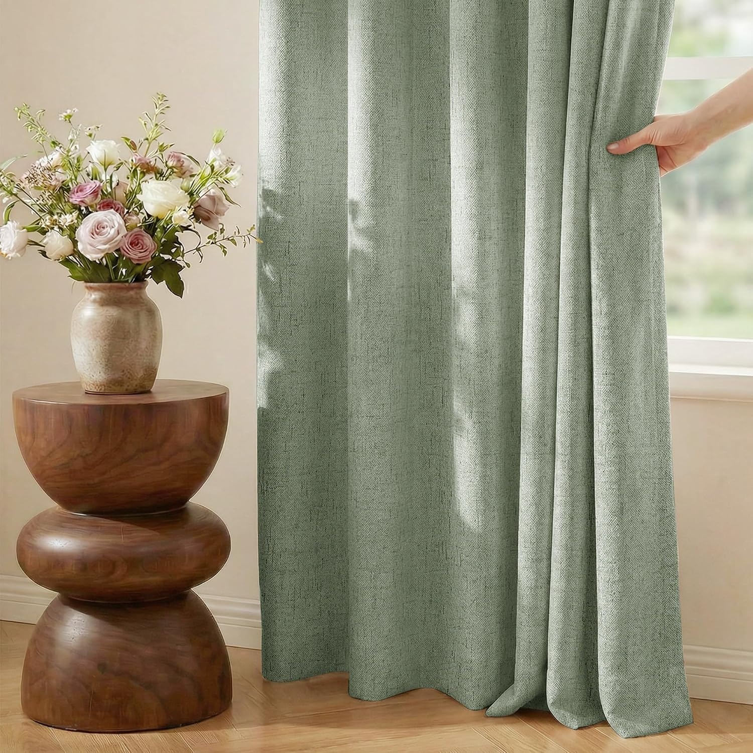 image:imageNICETOWN Grey 100 Blackout Bedroom Curtains 72 inches Long x W52Sage Green