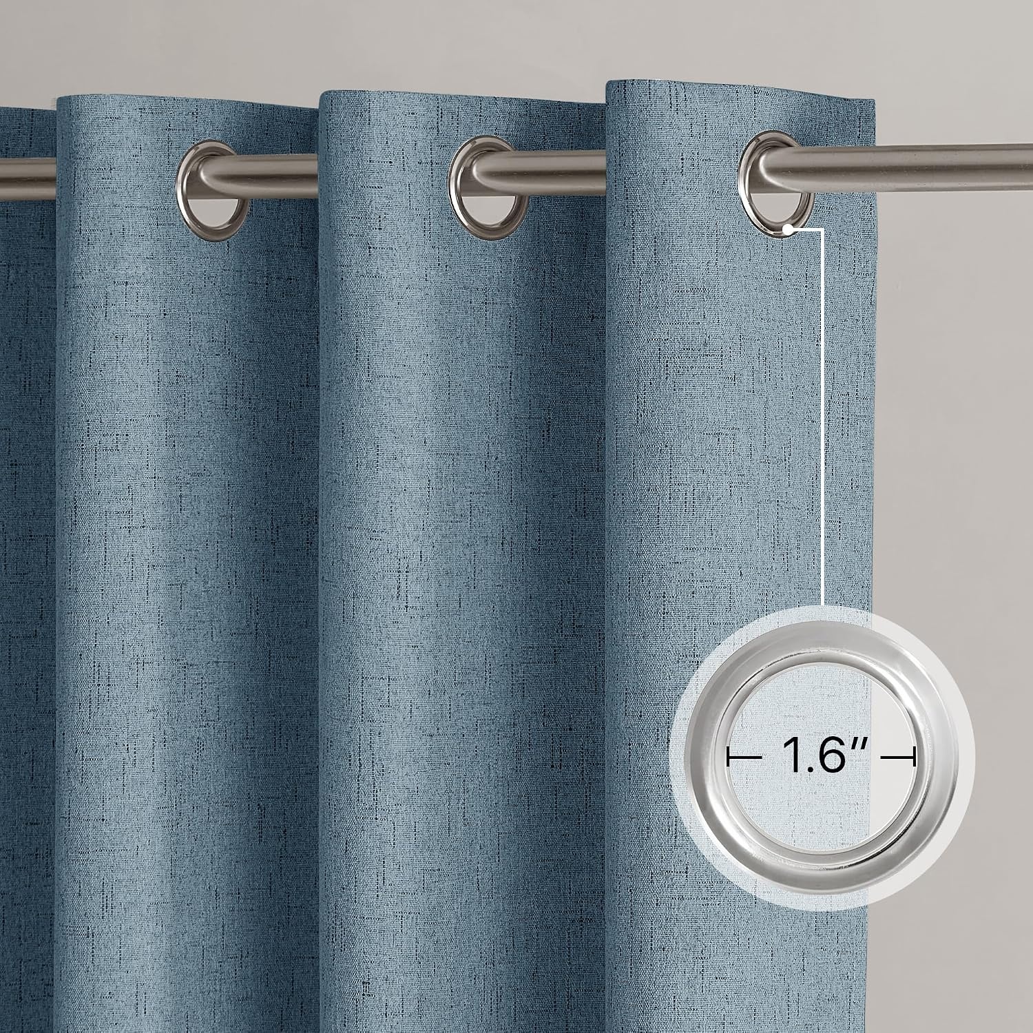 image:imageNICETOWN Grey 100 Blackout Bedroom Curtains 72 inches Long x W52Stone Blue