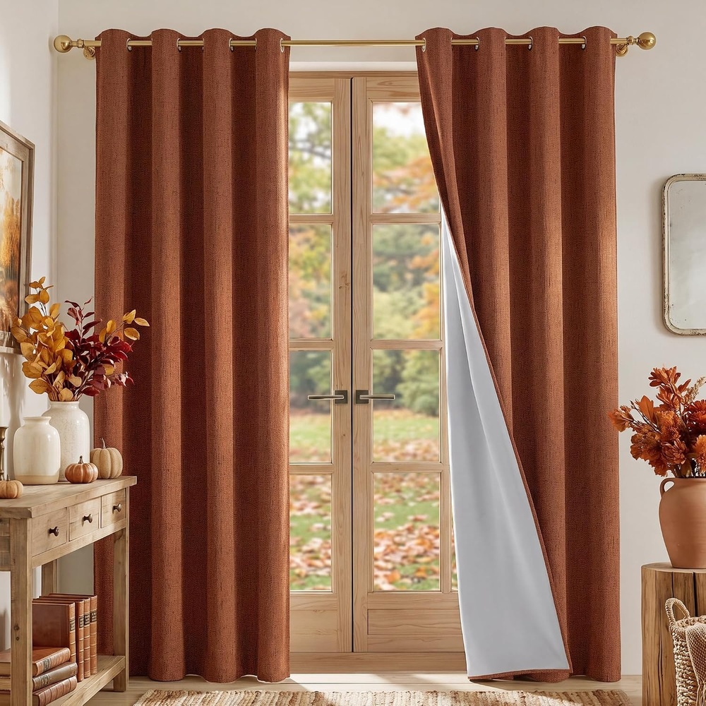 image:imageNICETOWN Grey 100 Blackout Bedroom Curtains 72 inches Long x W52Burnt Orange