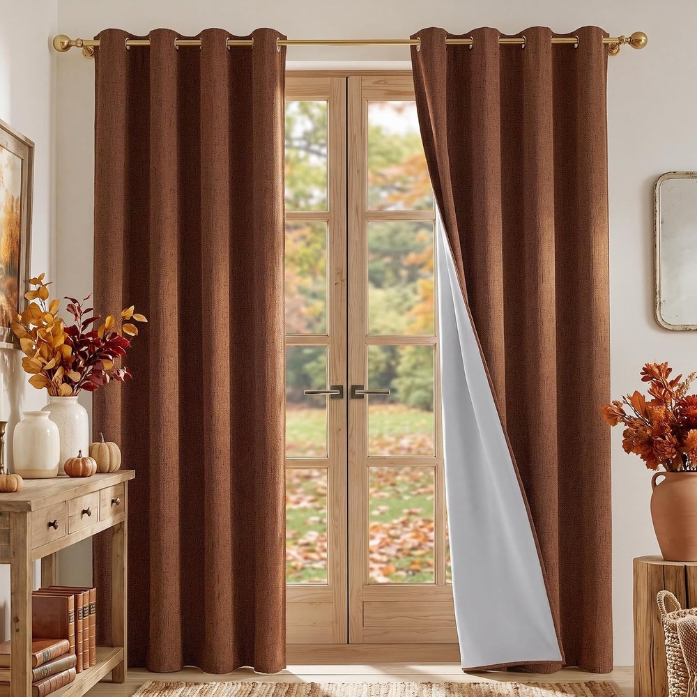 image:imageNICETOWN Grey 100 Blackout Bedroom Curtains 72 inches Long x W52Caramel