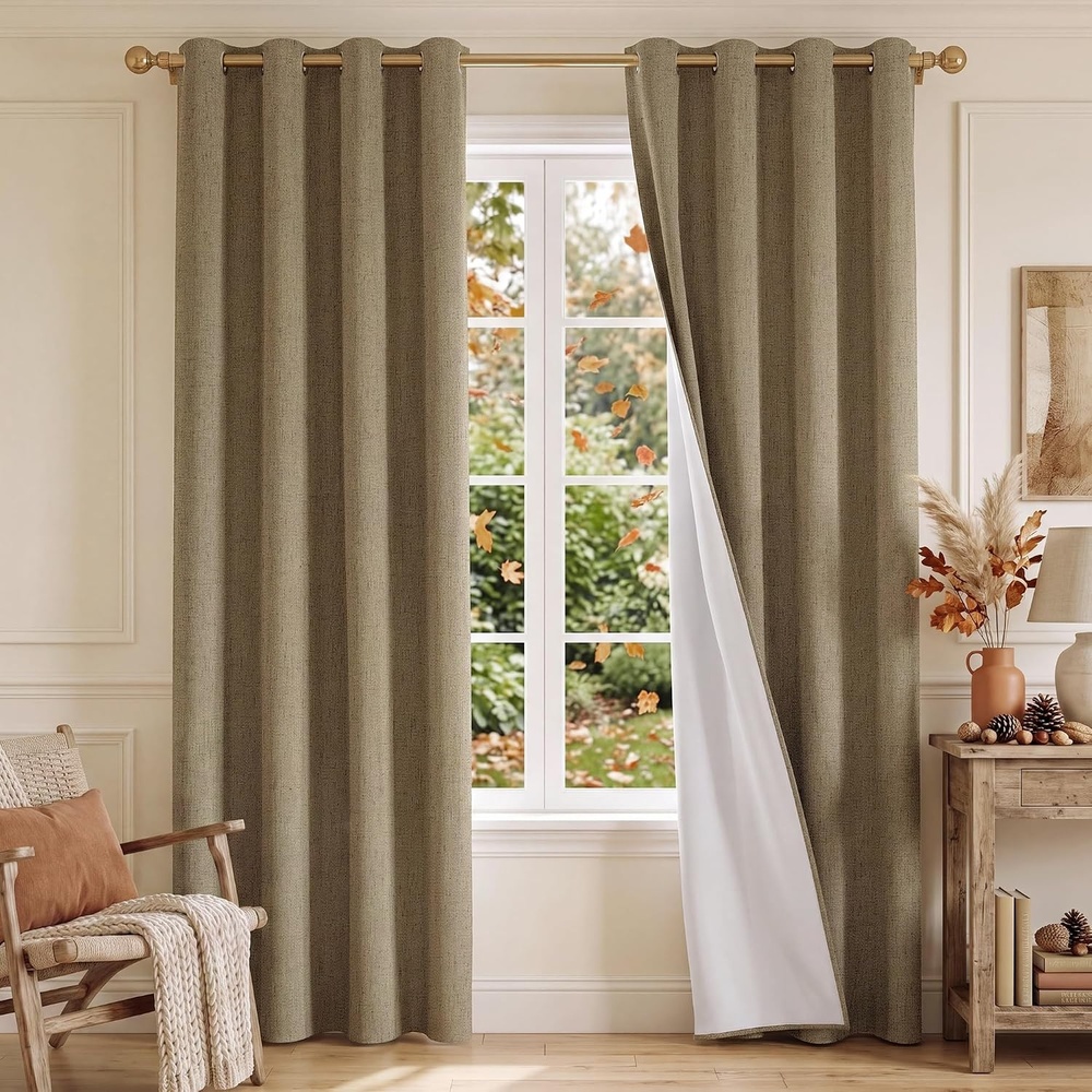 image:imageNICETOWN Grey 100 Blackout Bedroom Curtains 72 inches Long x W52Hazelnut Brown