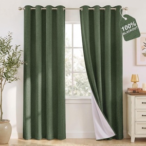 NICETOWN Grey 100% Blackout Bedroom Curtains 72 inches Long x W52(Forest Green)