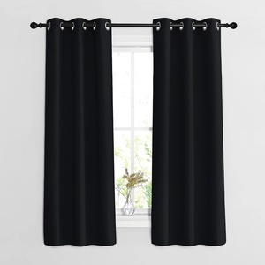 NICETOWN Black Curtains for Boys Room – Blackout Thermal Insulated Window Treatment Solid Grommet Room Darkening for Bedroom/Night Shift (Set of 2, W37 x L63)
